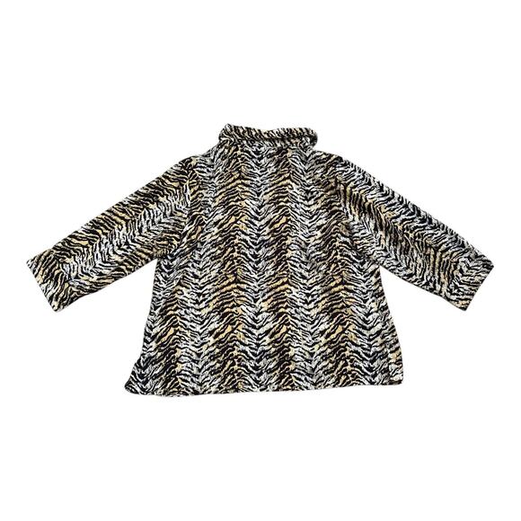CORAL BAY Womens Plus Size 2X Animal Print Button Up Long Sleeve Shirt - Picture 2 of 7